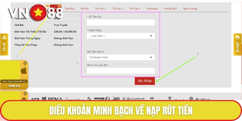 Điều Khoản Và Điều Kiện - Nội Dung Đảm Bảo Quyền Lợi 2 Điều khoản minh bạch về nạp rút tiền